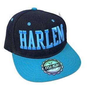 Muka Harlem Hat Adult Snapback Cap Embroidered Teal Blue Black